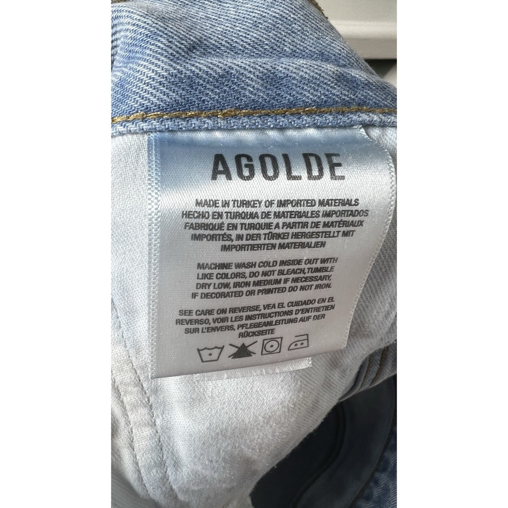 Agolde Dee Vintage High Rise Blue Denim Distressed Shorts Button Fly Size 28 EUC - Picture 9 of 11